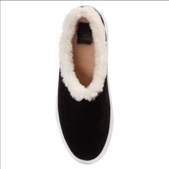 Tory Burch Miller Black Suede Shearling Reva Slip - Picture 1 of 11